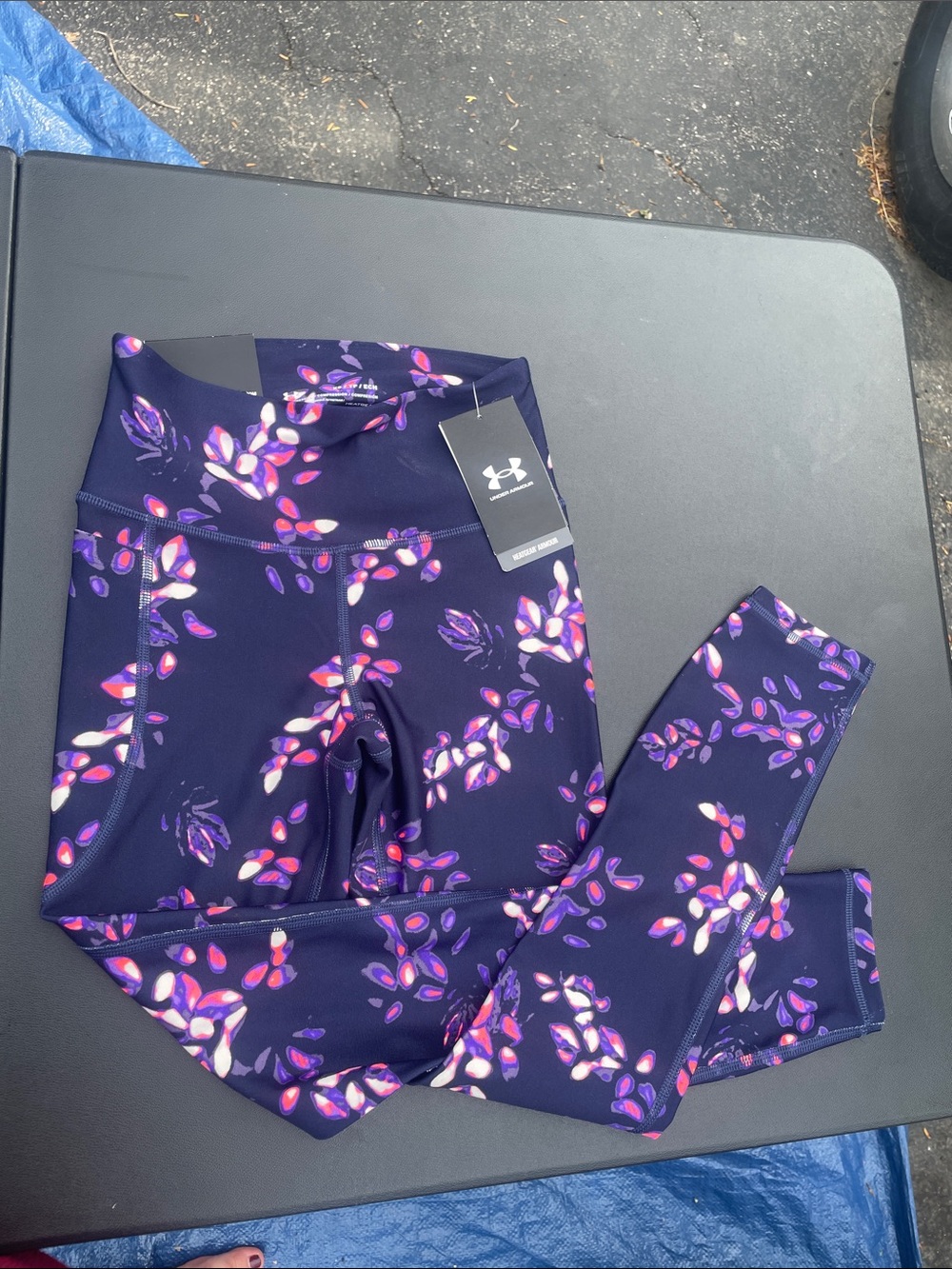 Under Amour Girls Leggings Purple Violet Floral pattern